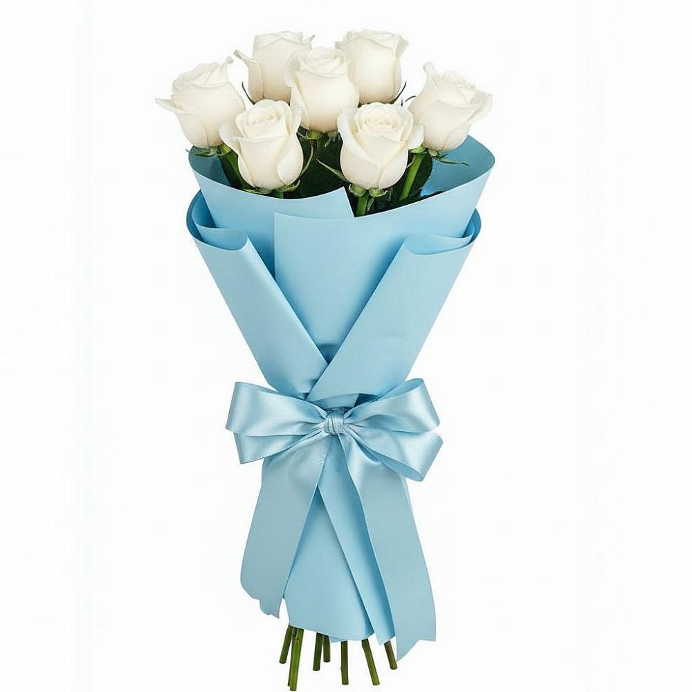 Букет 7 белых роз Проуд в Большой Ижоре