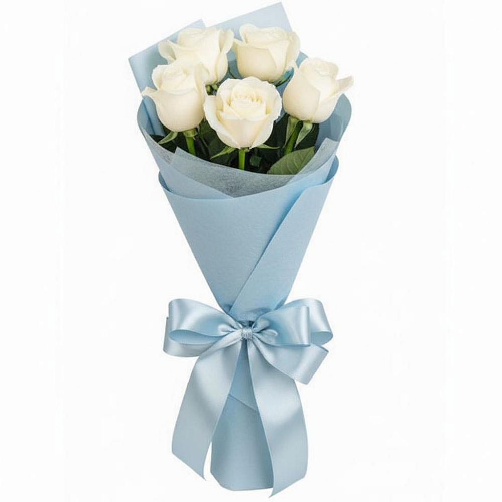 Букет 5 Белых роз Проуд в Большой Ижоре