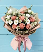 Букет цветов из:  Розы, Альстромерии и Лизиантусы #REPLACE_PRED# Большой Ижоре