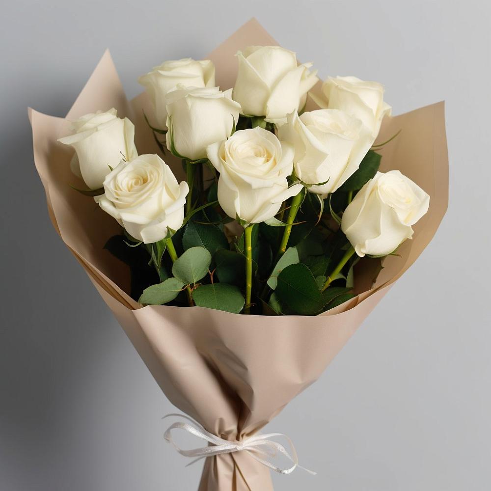 Букет 9 Белых роз Эдлесс Лав в Большой Ижоре