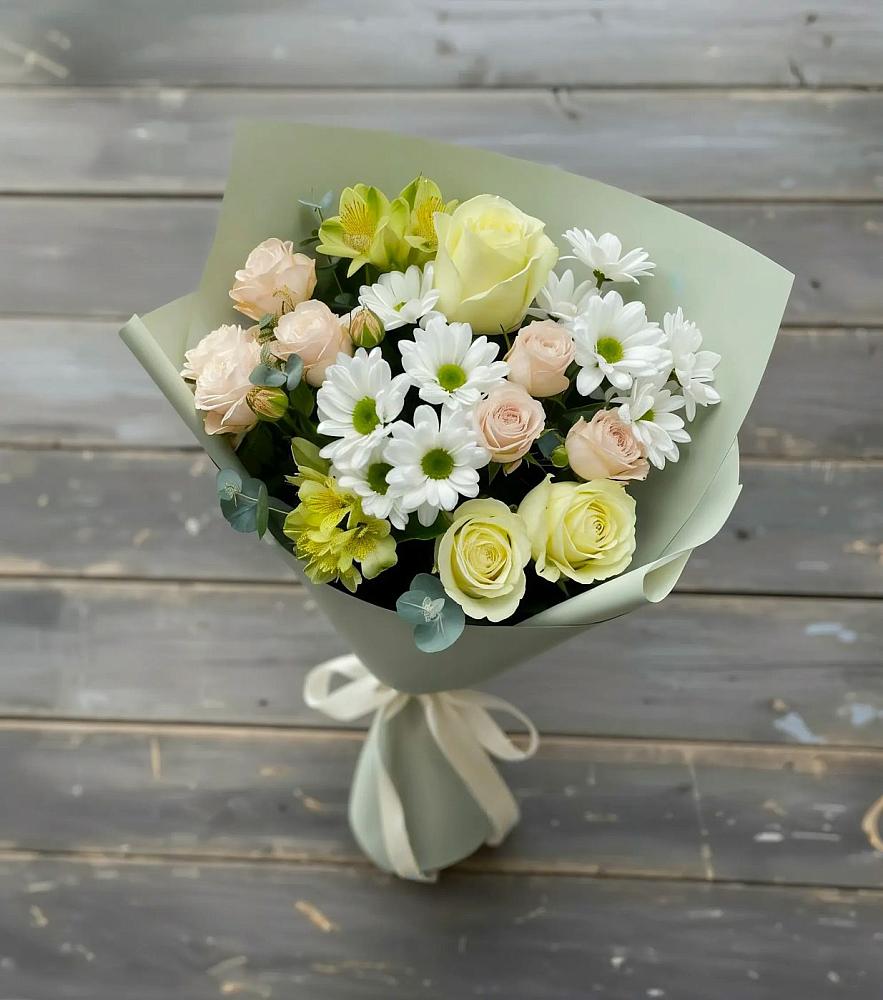 Букет цветов из: Альстромерии, Розы и Хризантемы в Большой Ижоре