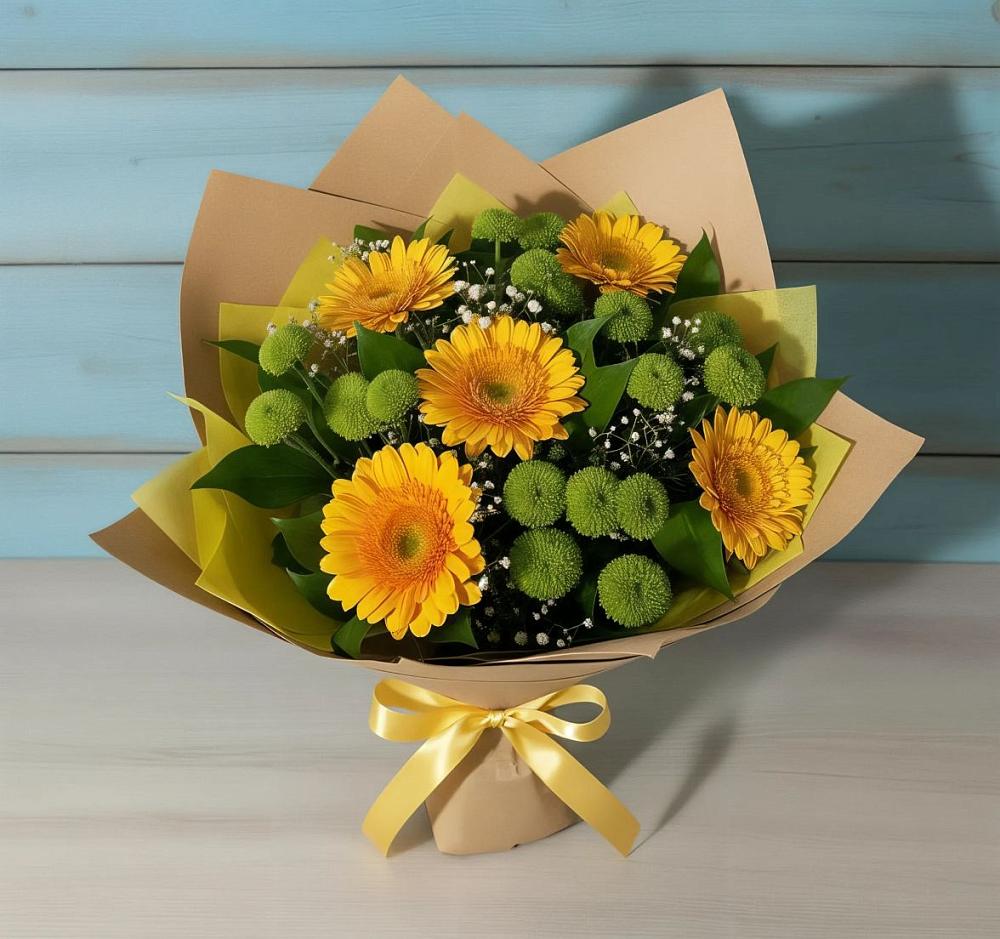 Букет цветов из: Герберы и Хризантемы в Большой Ижоре