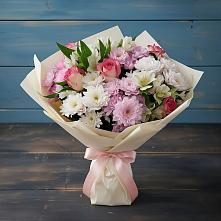 Букет цветов из:  Хризантемы, Альстромерии и Розы в Большой Ижоре