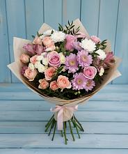 Букет цветов из:  Хризантемы, Розы и Альстромерии в Большой Ижоре