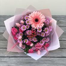 Букет цветов из:  Розы, Герберы и Хризантемы #REPLACE_PRED# Большой Ижоре