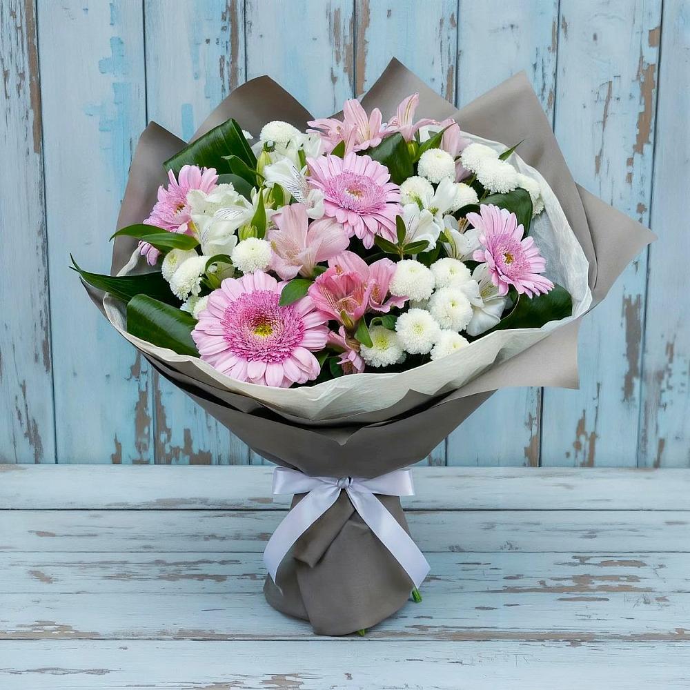 Букет цветов из: Герберы, Альстромерии и Хризантемы в Большой Ижоре