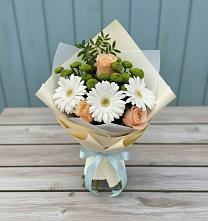 Букет цветов из:  Герберы, Розы и Хризантемы в Большой Ижоре