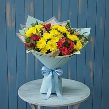 Букет цветов из:  Альстромерии и Хризантемы в Большой Ижоре