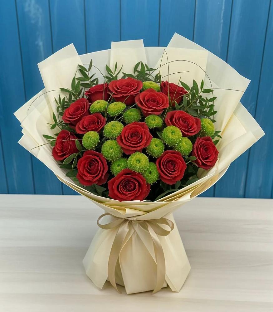 Букет цветов из: Розы и Хризантемы в Большой Ижоре